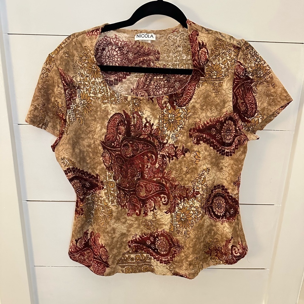VINTAGE NICOLA XL Y2K short sleeve woman round neck made in the USA top